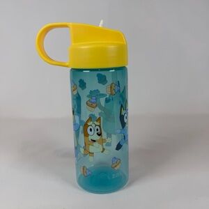 Bluey and Bingo Kids Water Bottle - Yellow Flip-Top Lid with Straw